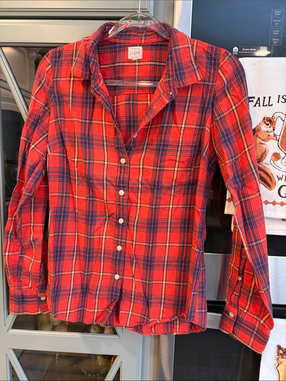 J. Crew Red and Blue Perfect Fit Flannel Cotton Plaid Button Up Shirt Small